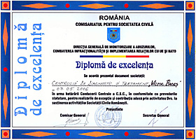 Diploma of excellence  supporting activity of the Romanian Civil Society